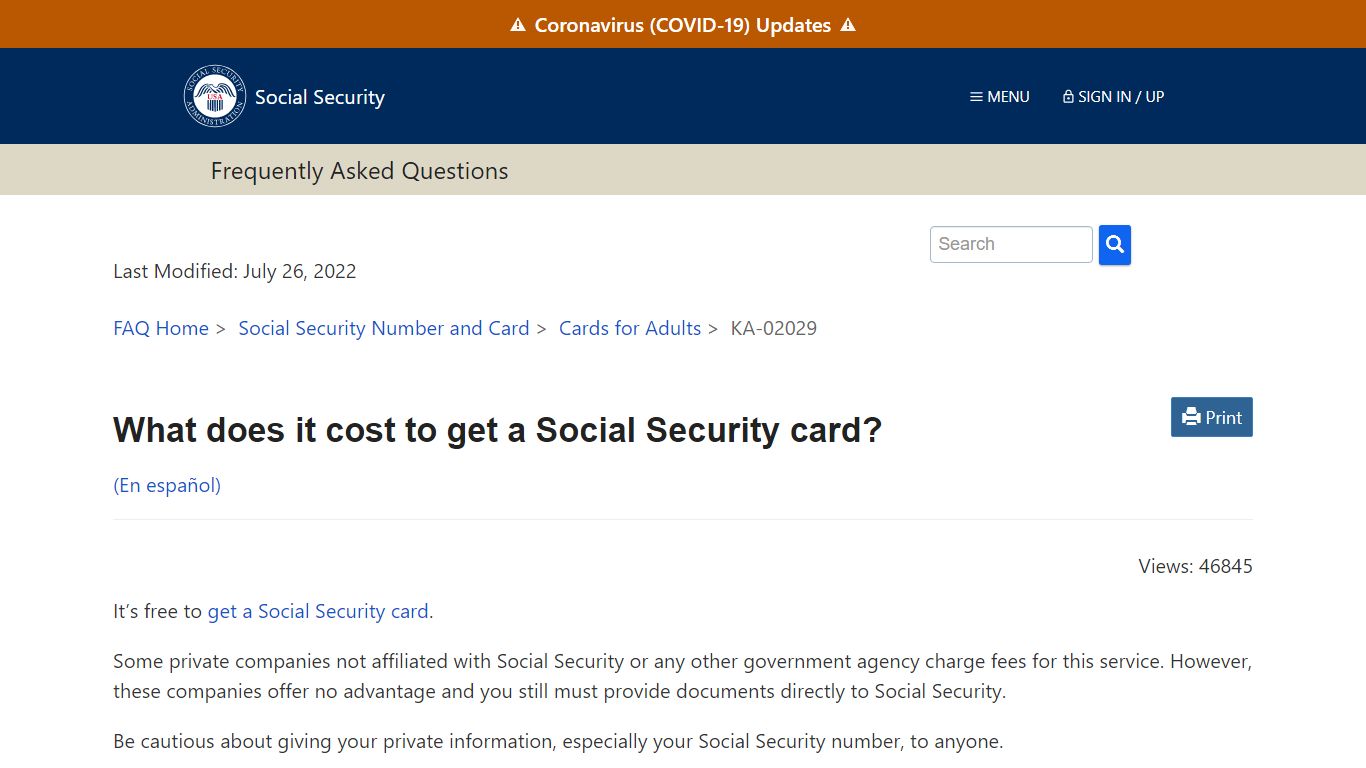 What does it cost to get a Social Security card? · FAQ | SSA
